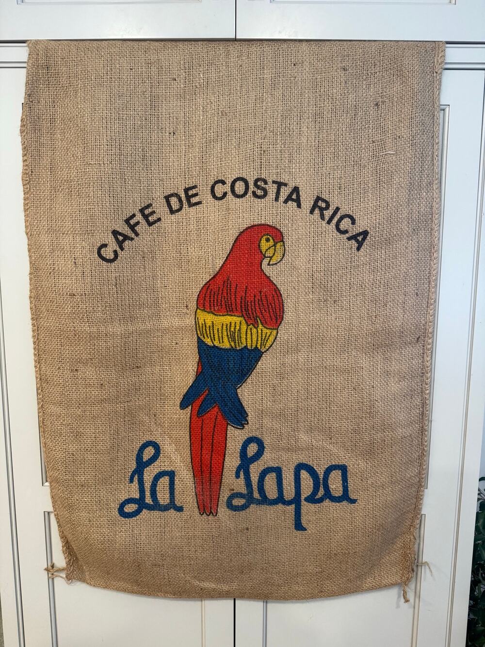 Jute Burlap Coffee Bag Sack Cafe de Costa Rica La Lapa Parrot Bird JL